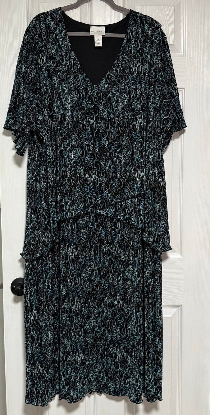 Anna Maxwell Women's Ribbed Stretch Tiered Midi Maxi Dress Size 5X-34/36